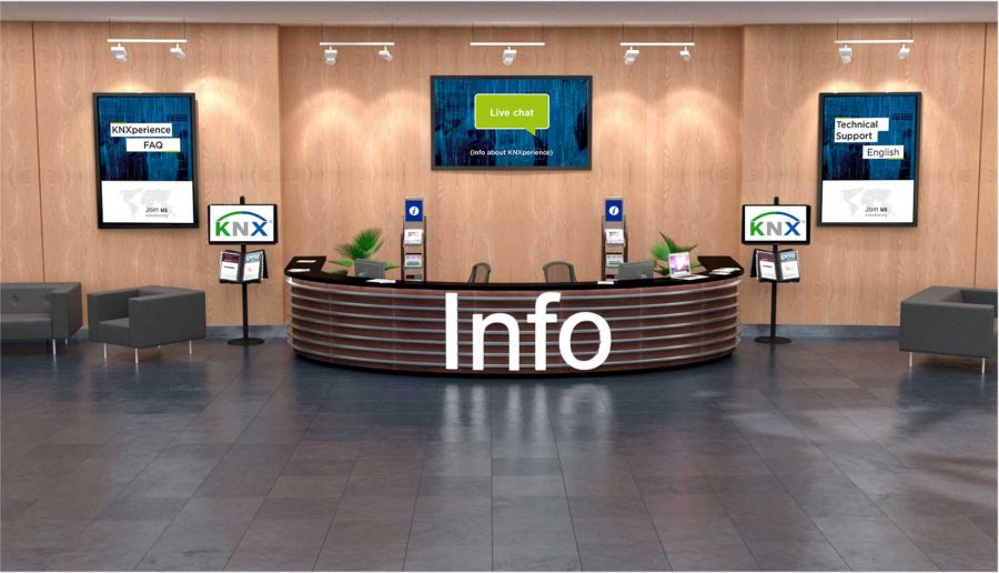 Targi KNXperience 2021 - zdjęcie przedstawiające recepcję i punkt Informacji KNX